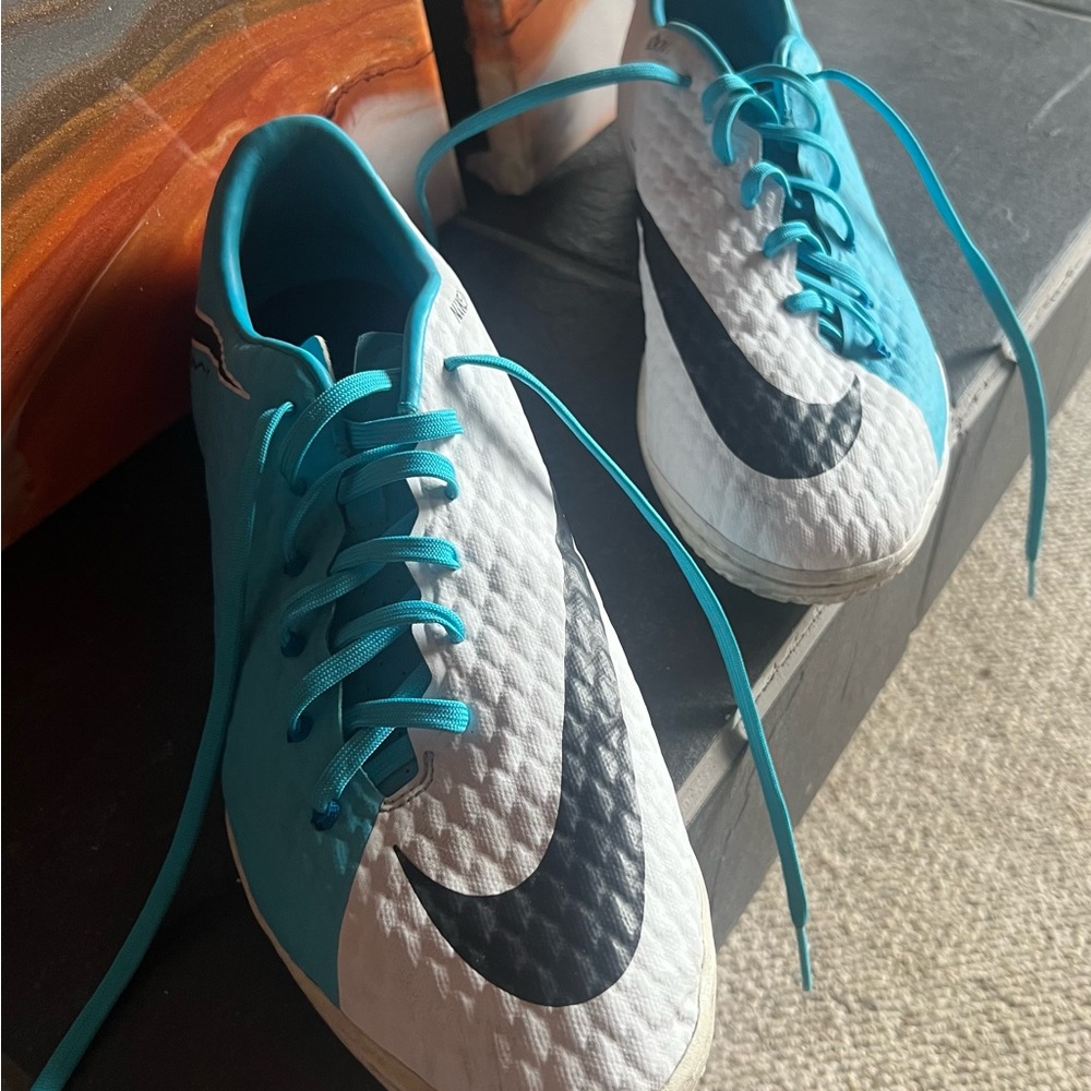 Nike Turquoise and White Hypervenom X . men’s size 12 .